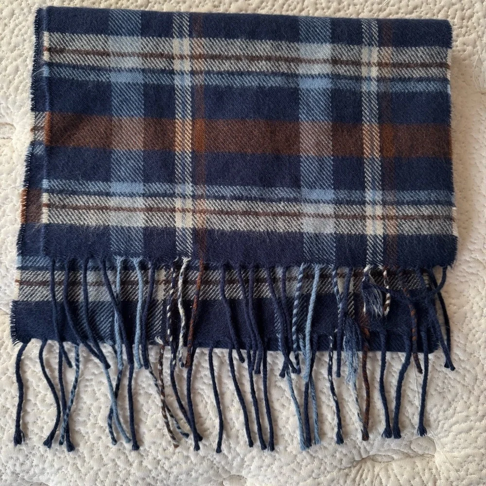 Men’s Wide Acrylic Plaid Scarf with fringe